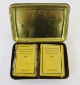 WWI Princess Mary brass Christmas tin 1914, with tobacco and cigarette contents.