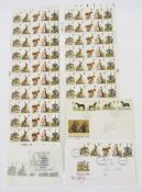 GB stamps: Unmounted mint QEII 1977 British Wildlife commemoratives in part sheet and se-tenant