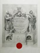Framed Pharmaceutical Society of Great Britain engraved certificate named for James Guild Nicholl