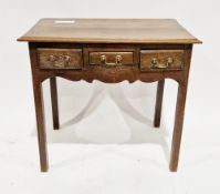 18th century oak side table, the rectangular top with ogee moulded edge over three small frieze