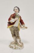 Late 19th century Meissen figure of a gallant, blue crossed swords, incised 19 and impressed numeral