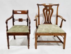 Collection of six chairs including three matching elm seated and ash hoop and spindle back dining