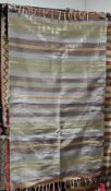 20th century kilim of striped design in pale lilac, blue, green and yellow hues, 133cm x 76cm