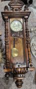 Late 19th/early 20th century Vienna regulator style wall clock, the circular dial with subsidiary