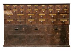 Victorian mahogany apothecary multi-drawer cabinet, comprising a bank of eighteen short drawers