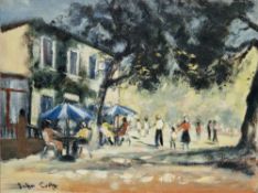 John Croft (1923) Oil on board  Continental street scene, signed lower left, unframed 30.8cm x 40.