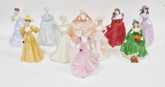 Ten Coalport bone china figures of ladies including Ladies of Fashion Cafe Royal, Roberta, two