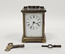 20th century brass carriage clock, approx 11cm high