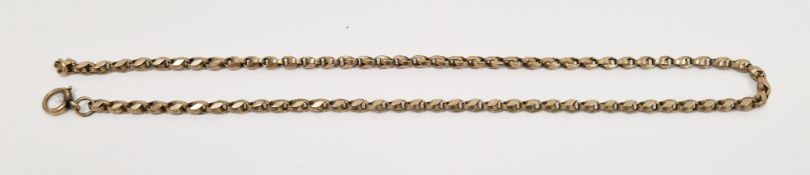 Antique 9ct yellow gold box link necklace, stamped 9ct, 38.2cm long, approximate weight 8.3 grams (
