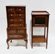 20th century mahogany small chest on chest in the George III manner, comprising an arrangement of
