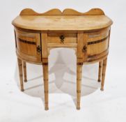 Arts & Crafts late 19th/early 20th century ash demi-lune dressing table/desk comprising a short