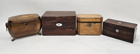 Collection of George III and Victorian boxes and tea caddies comprising a George III satinwood