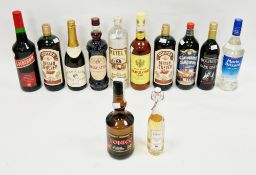 12 bottles of assorted alcohol including brandy de Jerez Fabuloso Solero, 36% vol, 1l, two bottles
