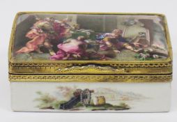 German enamel and gilt-metal mounted rectangular snuff-box, probably late 18th century, the cover