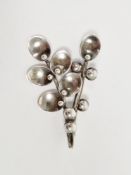 Carl Ove Frydensberg - Danish modernist silver brooch in the form of leaves and berries, stamped