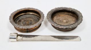 Victorian silver page turner blade, London 1897, maker's mark rubbed, of plain form,, 29cm long,