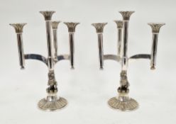 Pair of silver candelabra, London 1977, Aurum Ltd, limited editions made to commemorate the silver