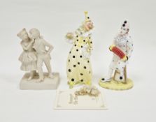 Two Coalport bone china figures of clowns, comprising Cavalcade of Clowns, white faced serenade, the
