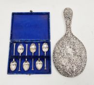 Cased set of six George V silver teaspoons, Birmingham 1920, Walker & Hall, of plain form with