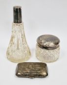 Silver cigarette case, Birmingham 1924, John Rose, with engine-turned decoration, 8cm long, a silver