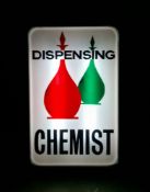 Mid 20th century chemist's pharmacy illuminated shop display advertising sign, reading '