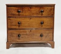 Early 19th century mahogany chest, the rectangular top with thumbmould edge over three long