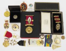 Collection of medals including pair of World War I medals awarded to 18252 Cpl. W Ede R.F.C, three