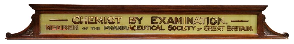 Late 19th / early 20th century reverse painted glass chemist's pharmacy shop display advertising