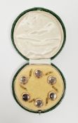 Set of six rolled gold and mother-of-pearl buttons, each of circular form with a ropetwist cross