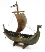Mid century Danish ' Iron Art of Copenhagen ' bronze and copper model of a Viking long boat or