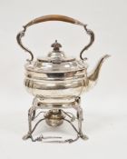 Edward VII silver spirit kettle, London 1909, CS Harris & Sons Ltd, the kettle of oval squat