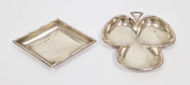 Edwardian silver trinket dish, Birmingham 1909, trefoil pattern having simulated bamboo borders