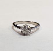18ct white gold diamond solitaire ring, the claw-set round brilliant cut diamond approximately 6mm