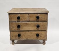 Victorian pine chest, the rectangular top with thumbmould edge, over two short and two long