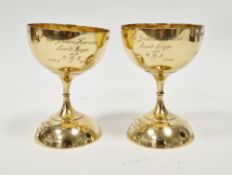 Pair of silver-gilt goblets, London 1953, Hicklenton & Phillips, presented to Sir James Harman, Lord