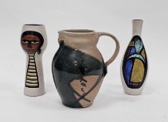 Two Muller (Swiss, Luzern) mid-century pottery vases, the first oviform, painted with stylised