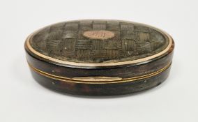 Tortoiseshell and gilt-metal mounted oval snuff-box and cover, 18th century, the cover moulded