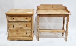 Victorian pine chest, the rectangular top with thumbmould edge, over three long graduated drawers