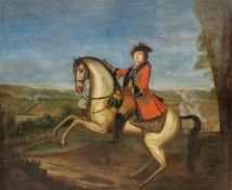 Eighteenth century English century style Oil on canvas Equestrian portrait in 18th century-style,