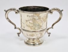 George V silver twin-handled trophy, Sheffield 1912, Atkin Brothers, of cylindrical baluster form