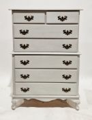 20th century painted chest on chest in the George III manner, having an arrangement of two short