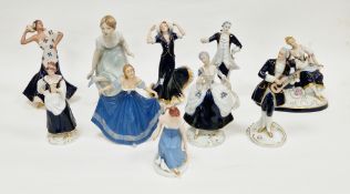Group of Royal Dux figures, circa 1920 and later, applied pink pad marks, printed and impressed