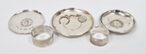 Collection of silver and white metal items including Queen Elizabeth II silver jubilee commemorative