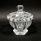 Baccarat Missouri sugar bowl and cover, acid etched seal marks, panel cut, on hexagonal foot, 13cm