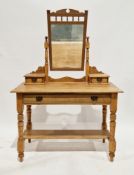 Late 19th/early 20th century satin walnut dressing table with rectangular swing mirror and two small