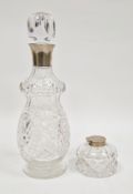 Edward VII silver and cut glass decanter with stopper, Birmingham 1908, John Grinsell & Sons, of