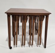 Mid-century Danish teak nest of tables by Poul Hundevad for Novy Domov, comprising a rectangular