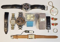 Collection of assorted wristwatches including a Seiko Sportura strap watch, a Seiko Velatura