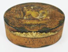 French vernis martin, papier-mache and gilt-metal mounted oval snuff-box, mid-late 18th century, the