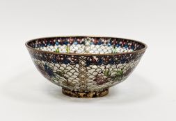 Chinese plique-a-jour small bowl, early-mid 20th century, decorated with birds perched on